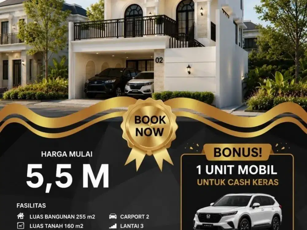 Jual Rumah Mewah 3 Lantai di Depok SHM Kolam Renang dan Gym