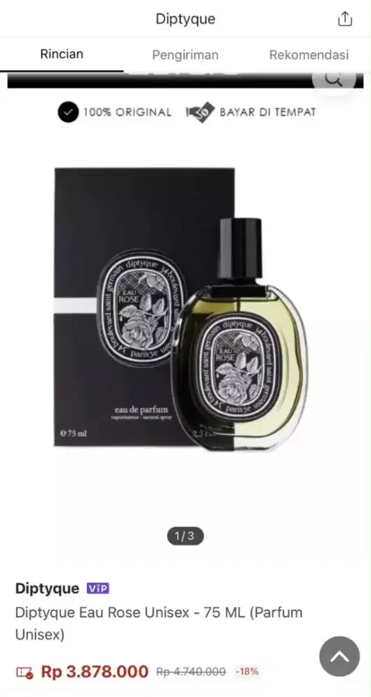 Dyptyque eau rose 75ml original