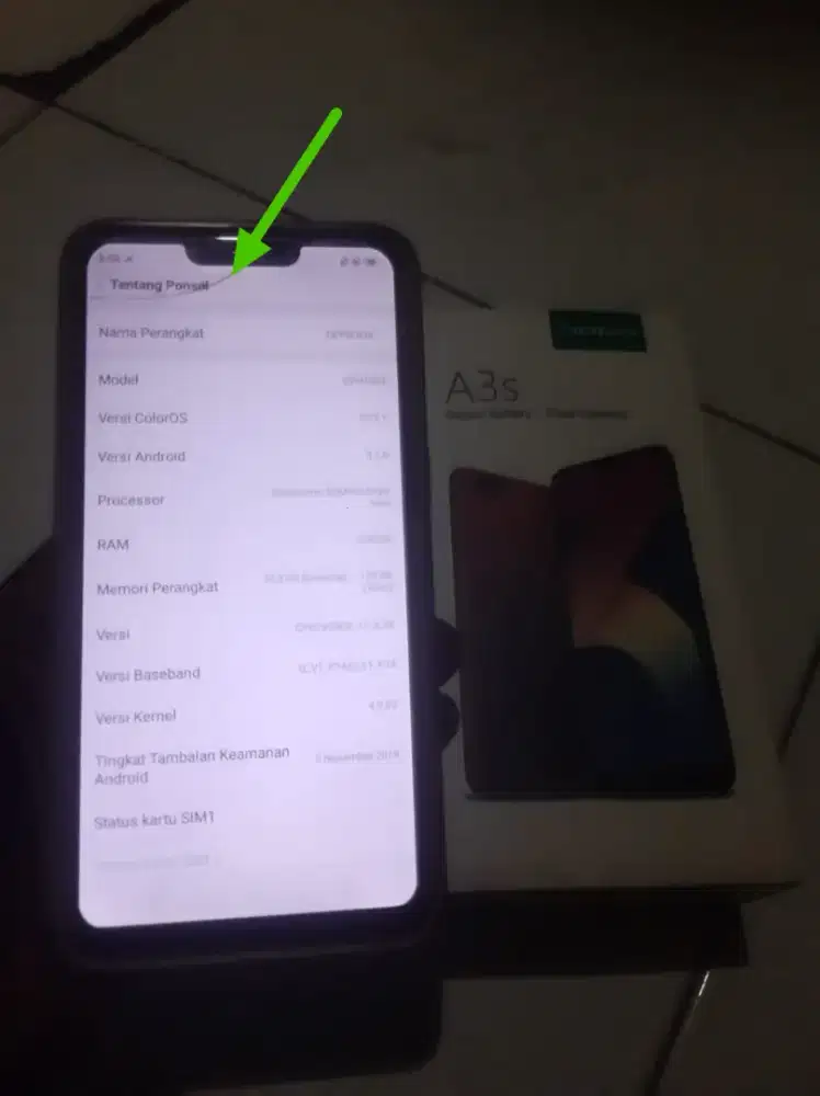 Hp Oppo A3s Ram 6/internal 128 fullset.