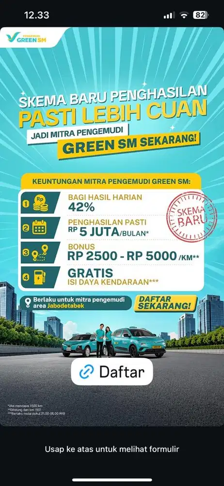 LOWONGAN DRIVER/PENGEMUDI GREEN SM