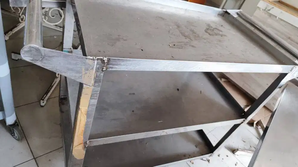 Troli Makanan Stainless Steel 3 Rak Susun