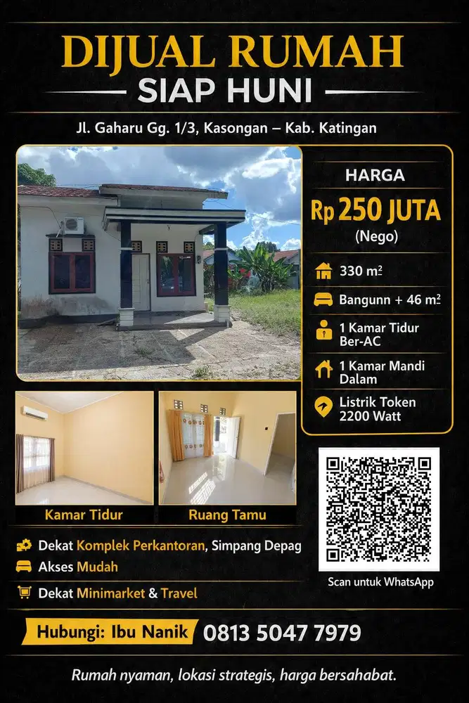 Jual Rumah Siap Huni, lokasi strategis, Bebas banjir