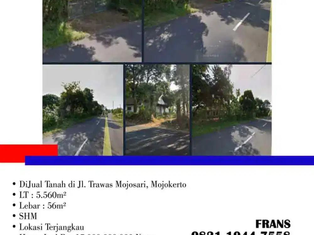 DiJual Tanah di Jl. Trawas Mojosari, Mojokerto