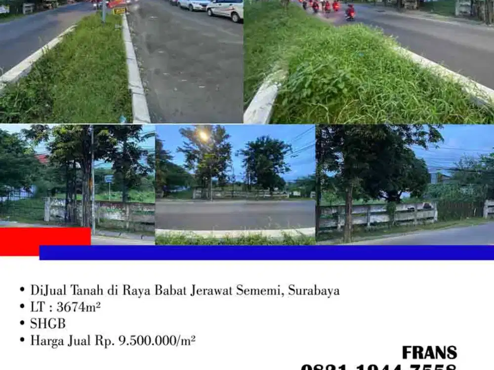 DiJual Tanah di Raya Babat Jerawat Sememi, Surabaya