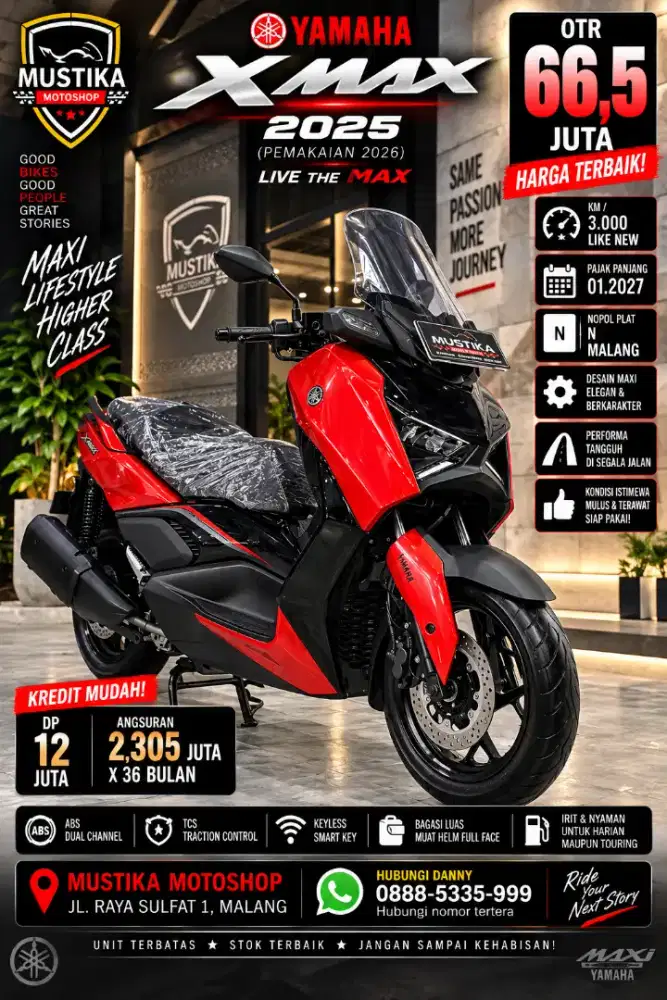 Yamaha XMAX 250 Connected 2025 pmk 26. Km 3rb. DANNY Mustika Sulfat