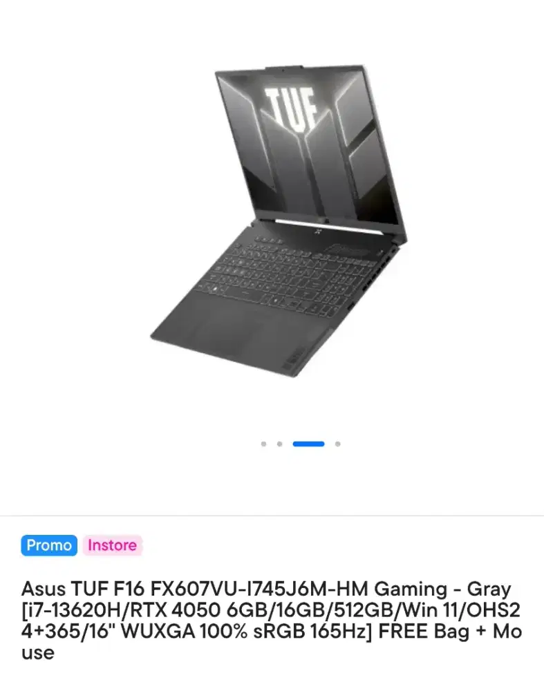 Asus tuf f16 FX607VU-I745J6M-HM Ram16/512  rtx4050