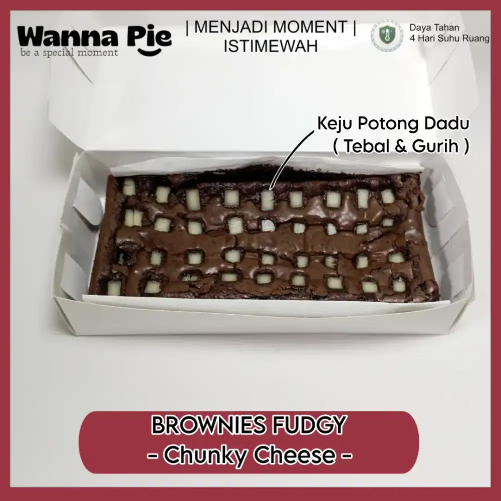 Brownies Fudgy Chunky Cheese Full Box 22x10cm Fresh Siap Kirim