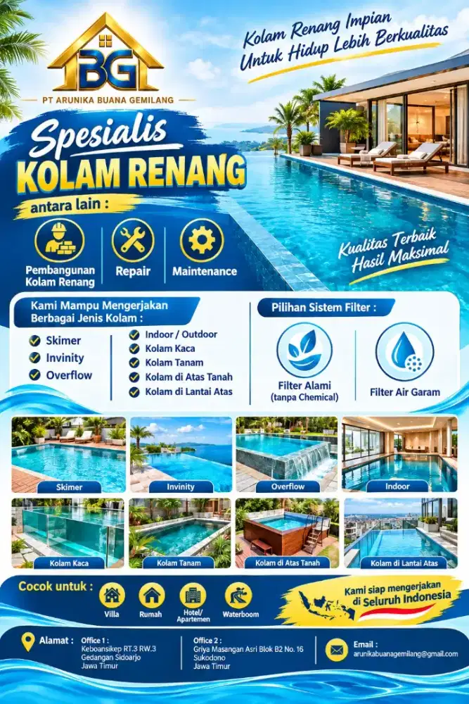 Kolam renang privat dan komersial