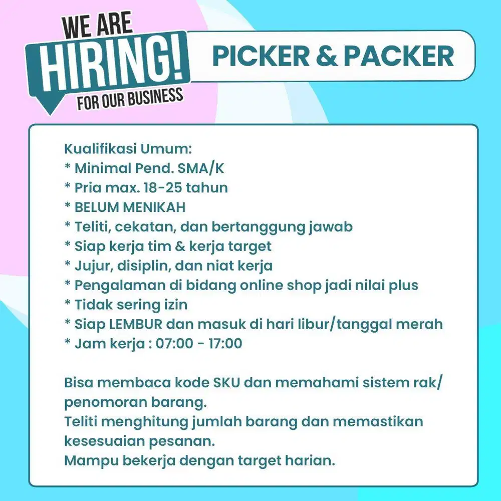 PICKER, PACKER & GUDANG ONLINE SHOPP