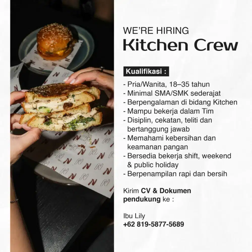 We're Hiring Kitchen Crew
