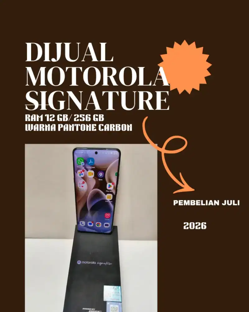 DIJUAL MOTOROLA SIGNATURE 12GB/256GB  – PANTONE CARBON