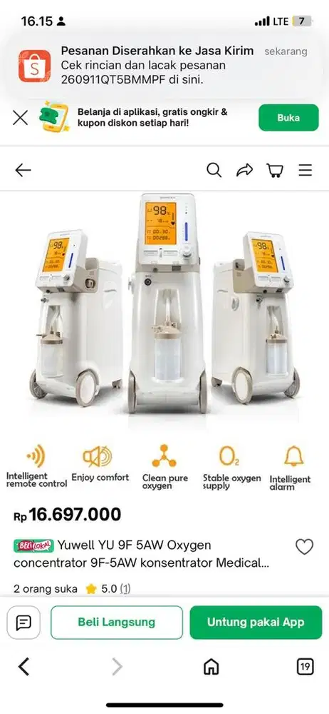 Oxygen conventrator dan nebulizer 9f 5aw