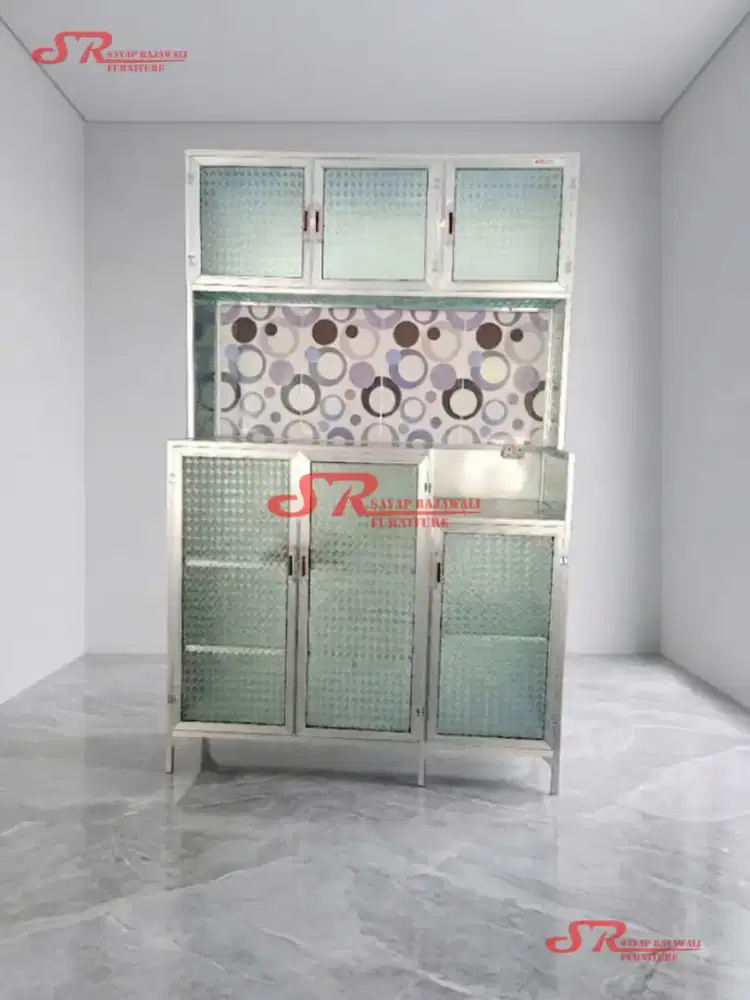 Rak dapur kaca aluminium