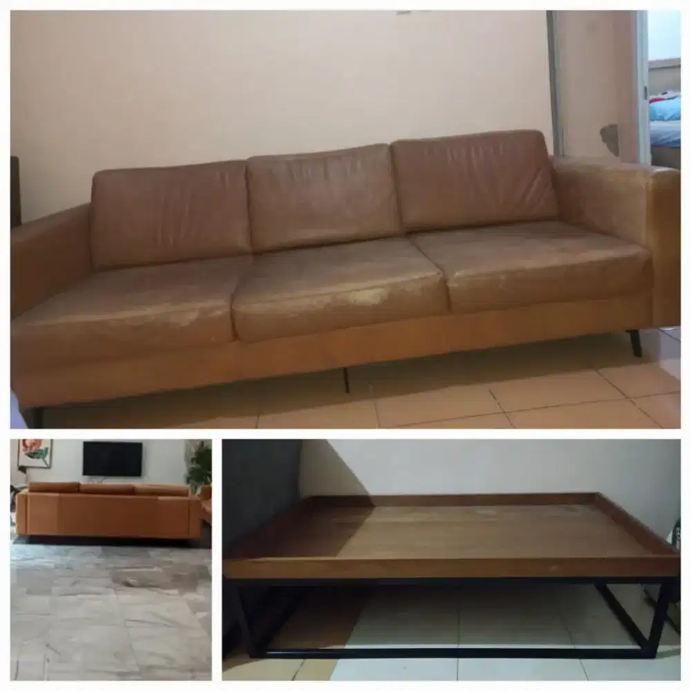 Sofa kulit vintage 3 seater