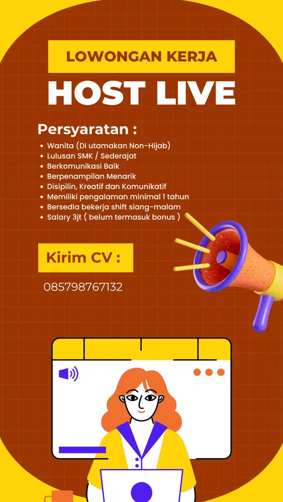 DIBUTUHKAN SEGERA HOST LIVE STREAMING WANITA