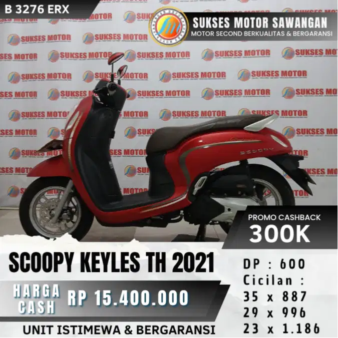 DP 600 RIBU HONDA NEW SCOOPY KEYLESS TH 2021 KEYLES MULUS BERGARANSI