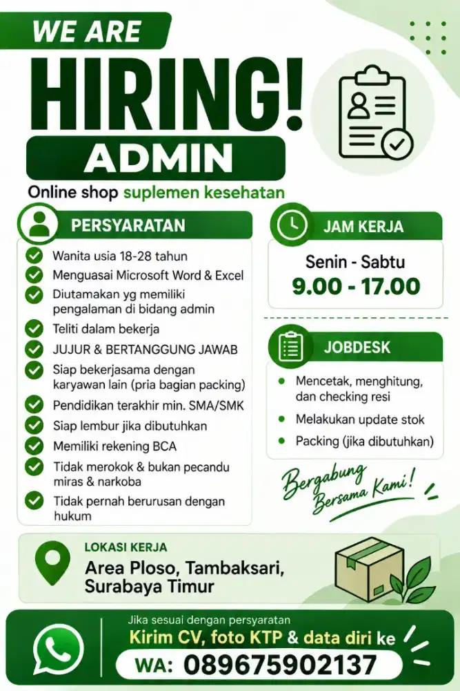 LOKER ADMIN OLSHOP