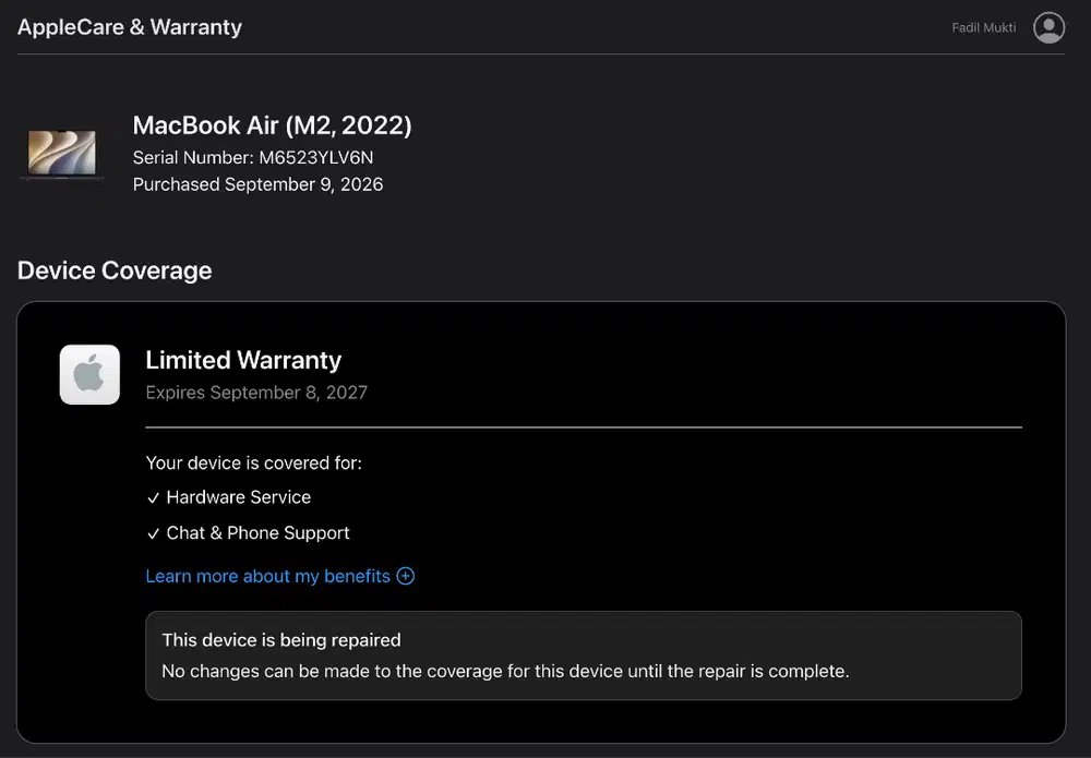 Macbook Air M2 Ibox (bli 9 sep) cc 1 jual rugi