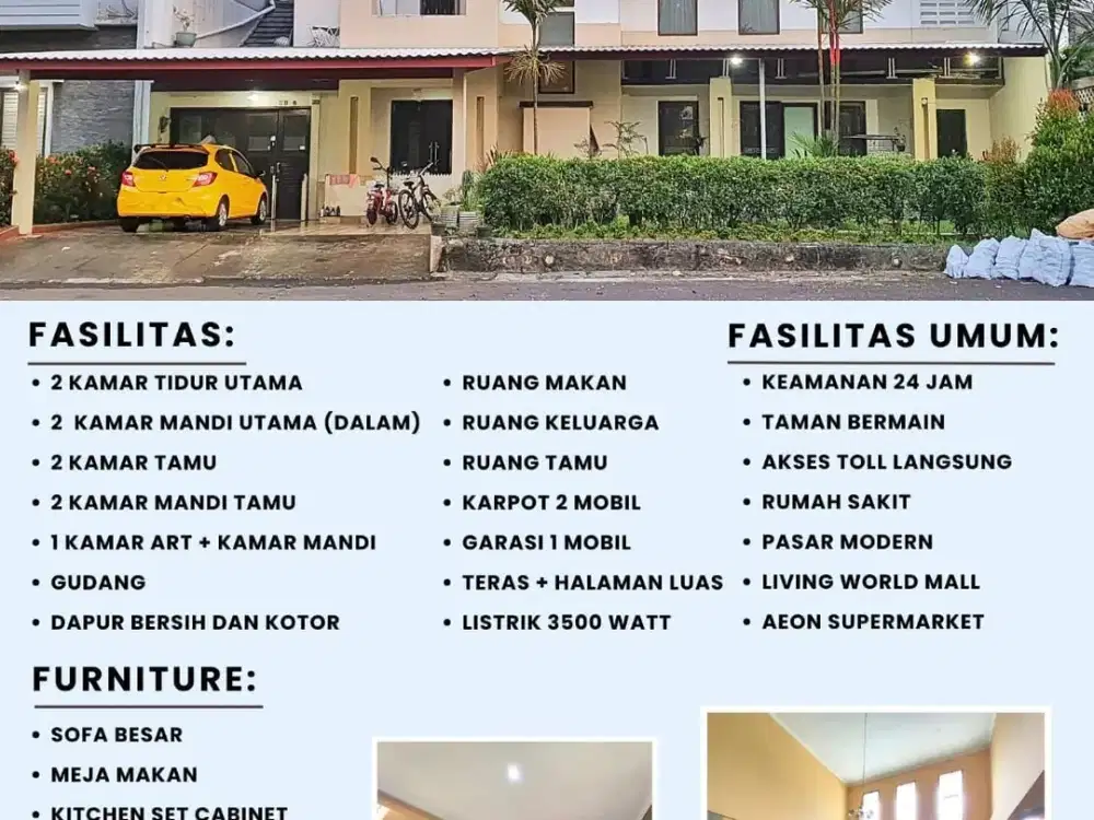 Jual Cepat Rumah 2 Tingkat Cluster Buana Alam Sutera Tangerang