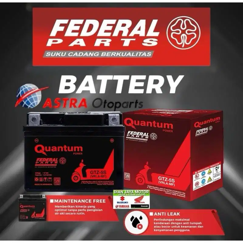 Aki federal gtz5s Revo fit Mio M3 beat Vario 110