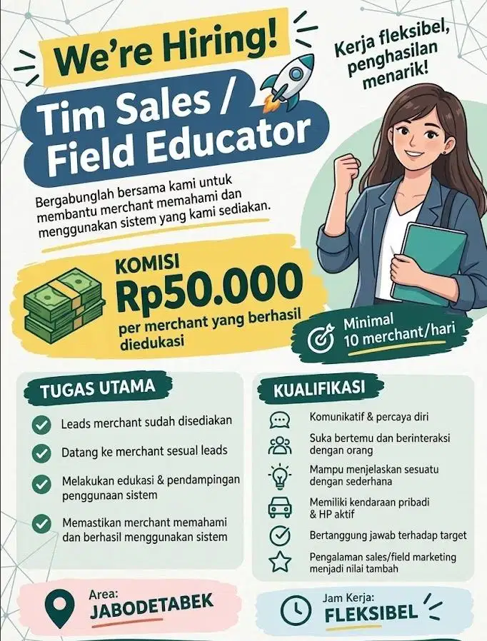 Cuan Harian Sampai Rp500 Ribu/Hari – Dibuka Lowongan Field Educator!