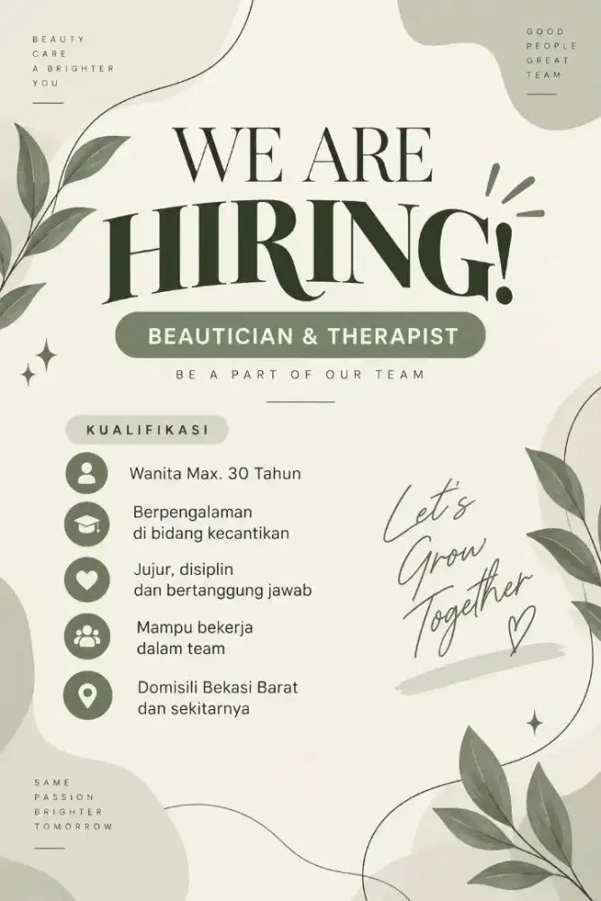 Lowongan kerja Beautician / Therapist