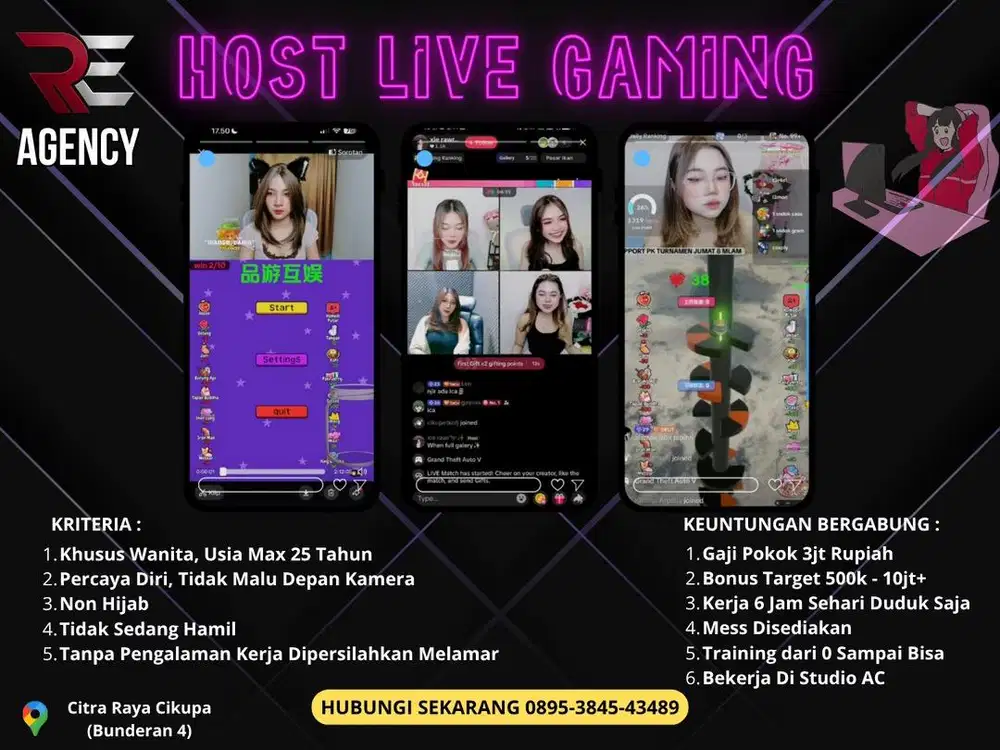 Lowongan Host Live Gaming - Tanpa Pengalaman