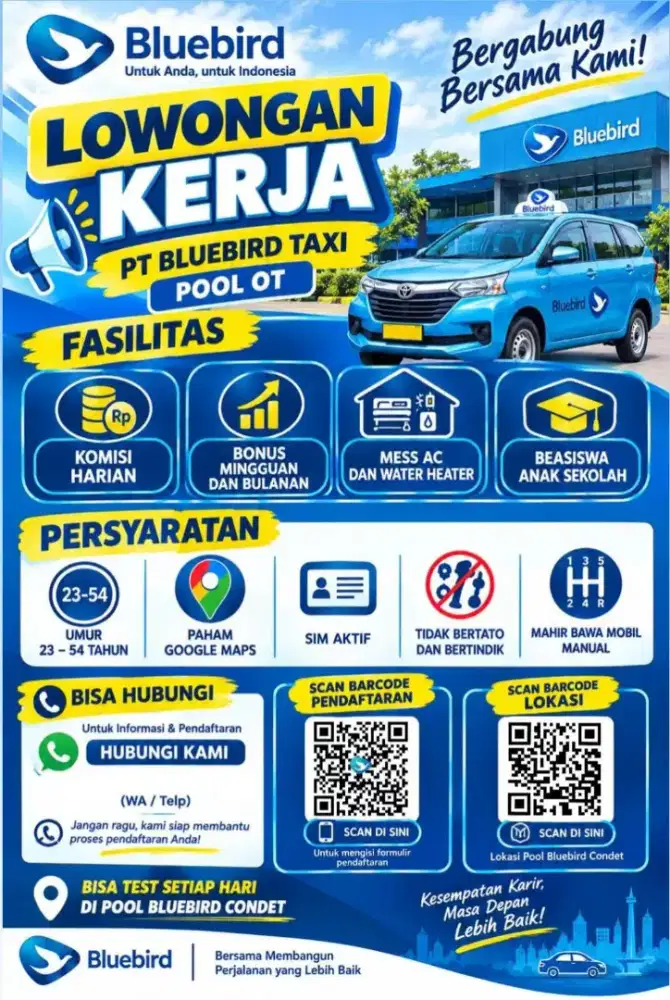 Lowongan supir, pengemudi, driver taksi
