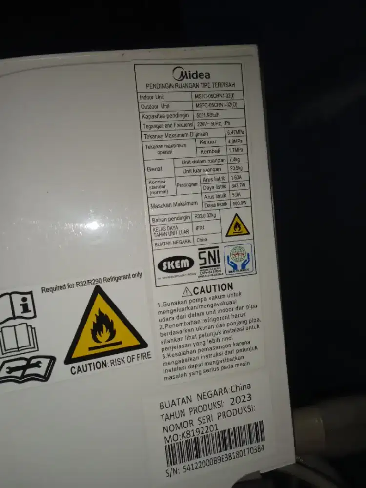 Midea 1/2 PK siap pasang bergaransi