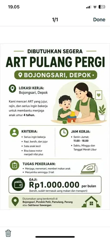 Di Cari ART Pulang Pergi