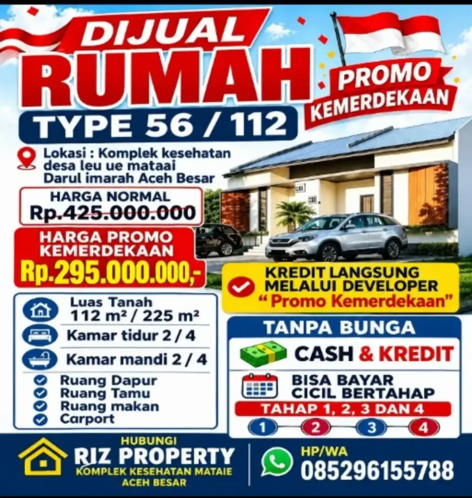 Jual rumah type 56 harga promo kemerdekaan