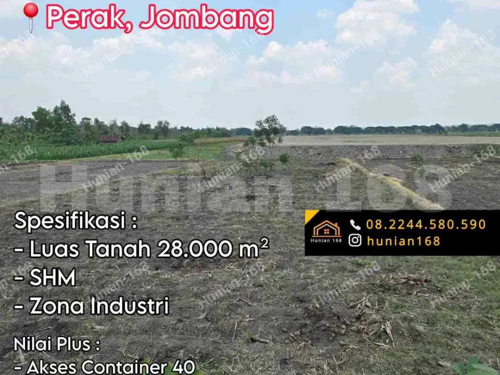 Tanah Gudang Industri Raya Provinsi Perak Ring Road Mojoagung By Pass Jombang Kabuh Ploso Kavling Bekas Pabrik