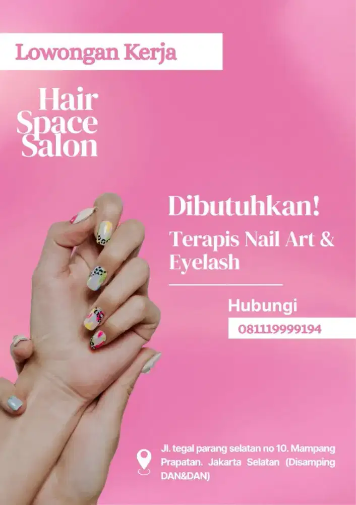 Dibutuhkan trapis nail art dan eyelase yg sudah pengalaman