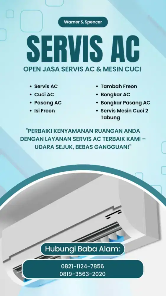 Servis AC  , Cuci AC,Perbaikan AC, Masang AC , Copot AC , isi preoon