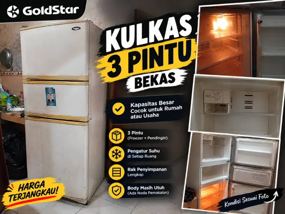Kulkas GoldStar 3 Pintu Bekas – Kapasitas Besar, Cocok untuk Rumah