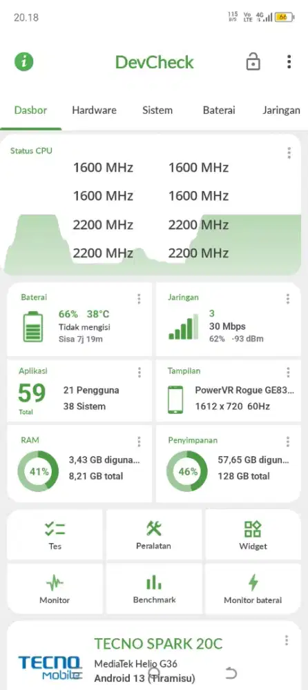 Tecno spark 20c nfc ram 8+8 no minus