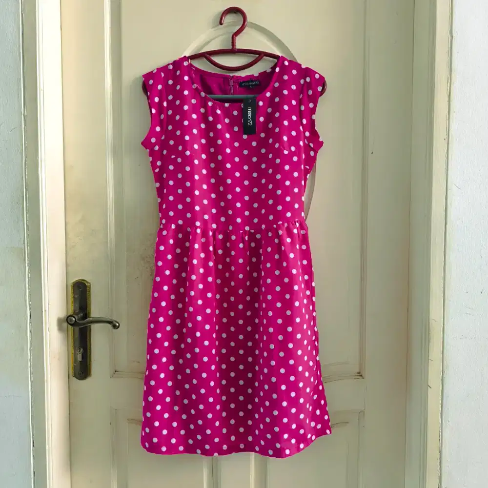 Dress Polkadot Pink Biru