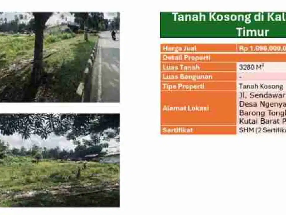 Dijual Tanah kosong tepi jalan cocok untuk investasi Kutai Barat kaltim