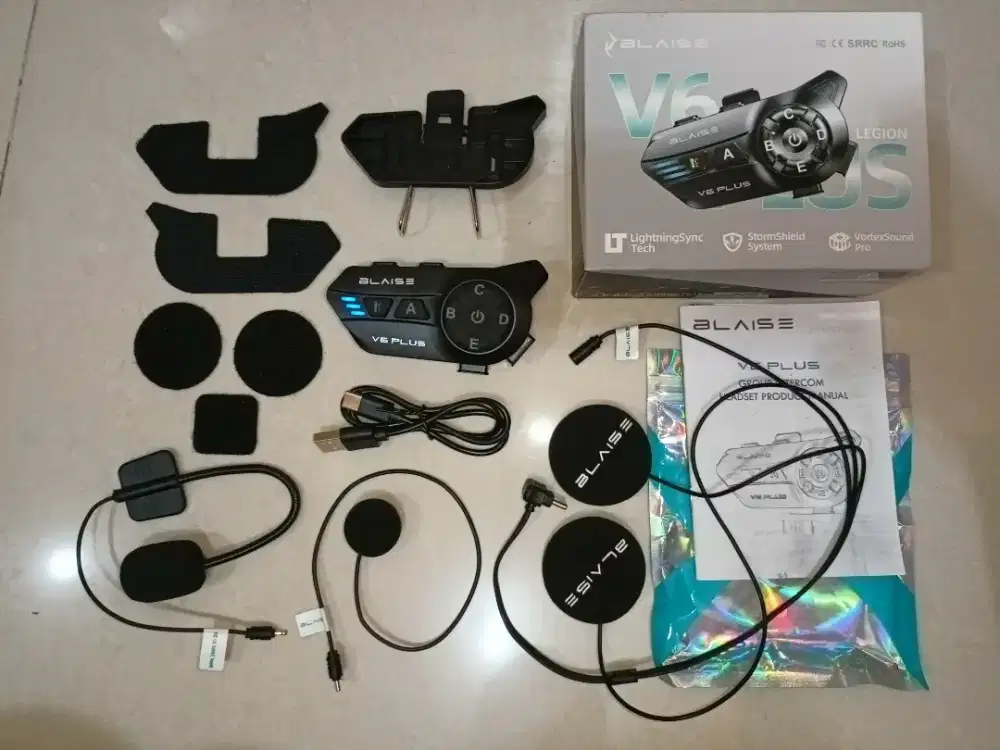 Blaise V6 Plus Intercom Helm Headset Bluetooth TWS Touring Motor