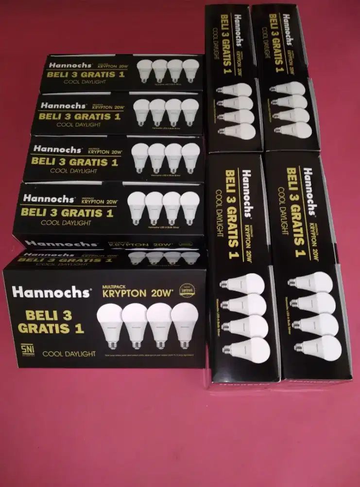 LAMPU LED HANNOCHS 20 WATT 9 PACK = 36 BIJI JAMIN BARU DAN ORI