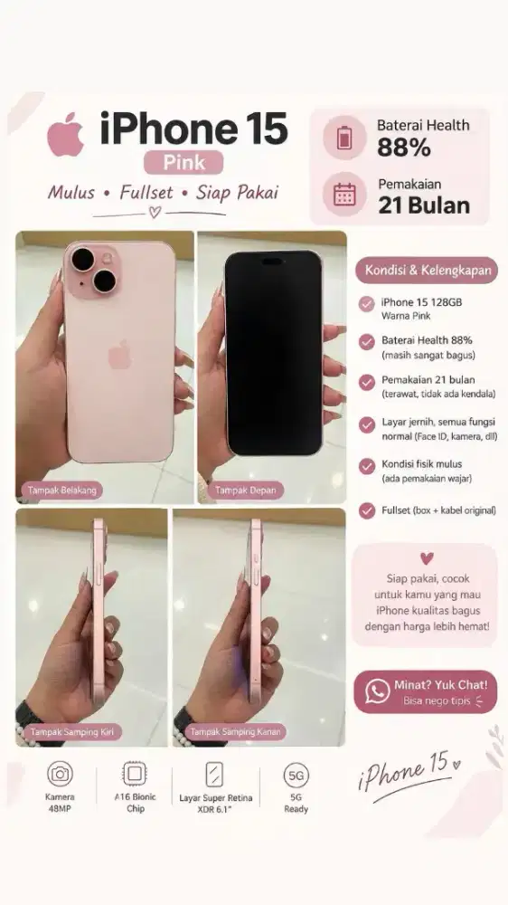 Iphone 15 128gb Pink Digimap