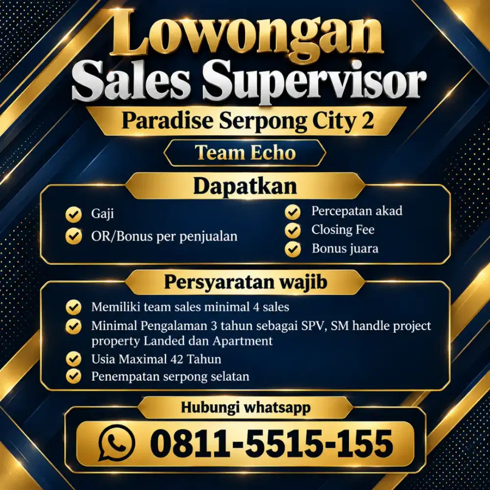 Lowongan sales supervisor property
