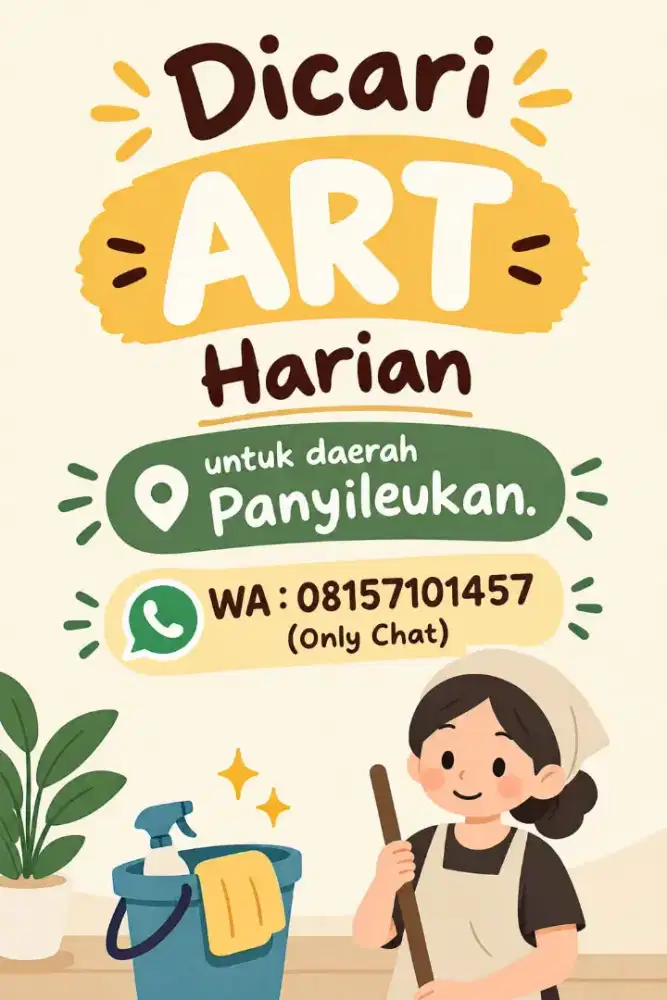 Dicari ART untuk daerah Panyileukan