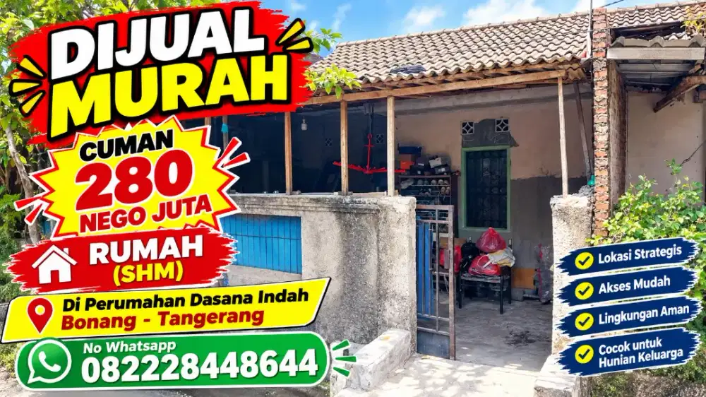 JUAL BU CEPAT PERUMAHAN DASANA INDAH BLOK UH2 NO.07 DIJUAL BU NEGO