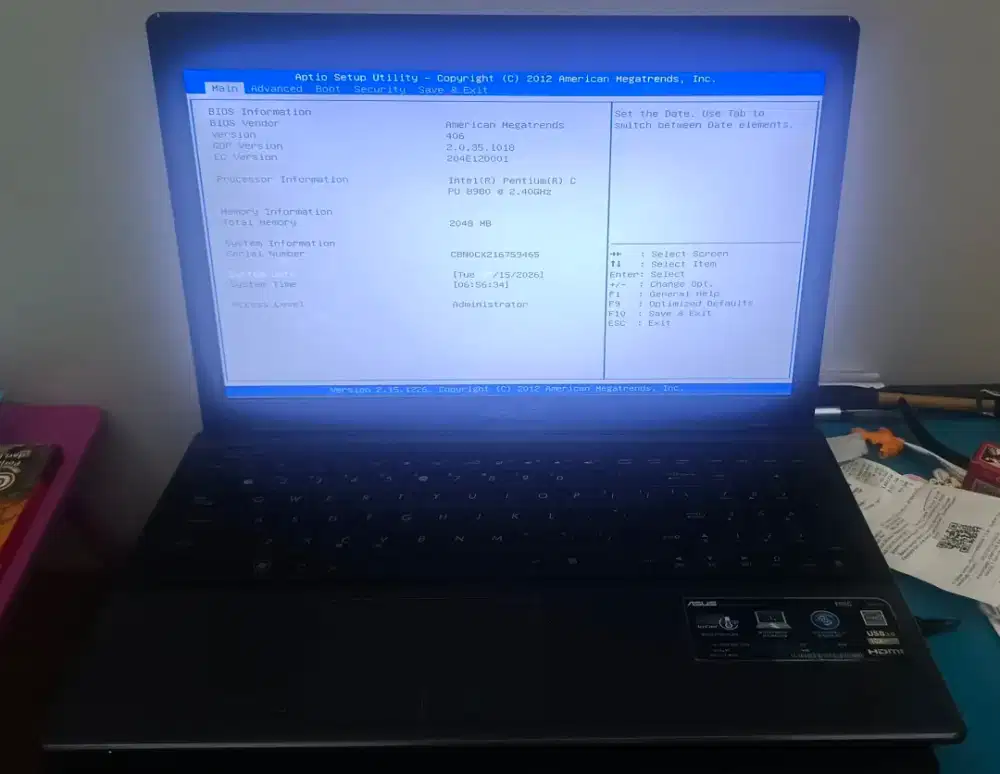Asus F55C ram 2gb ada slot kosong no hardisk dan no baterai