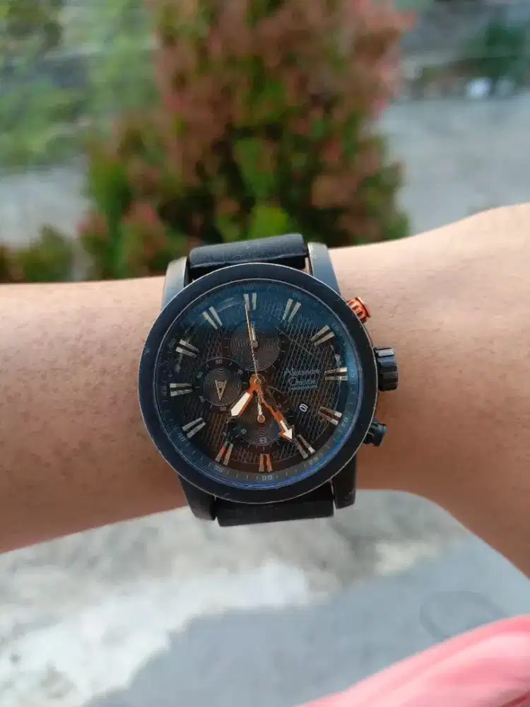 Jual jam tangan original alexandre christie chronograph black