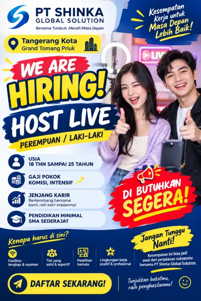 LOKER HOST LIVE TANGERANG !!!