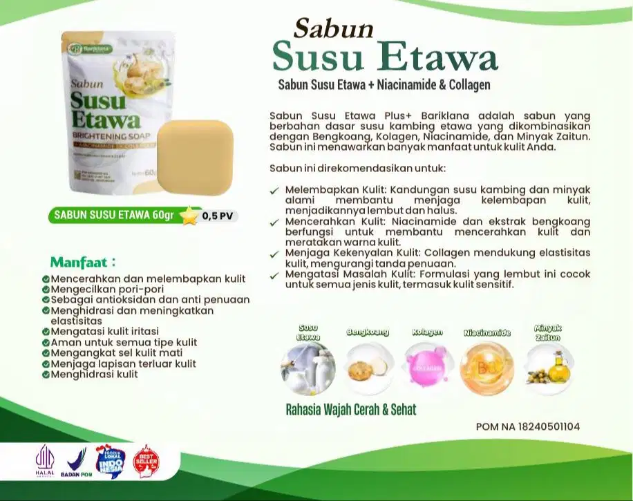 Sabun Susu Etawa mengembalikan kecerahan kulit dan menjaga kesehatan