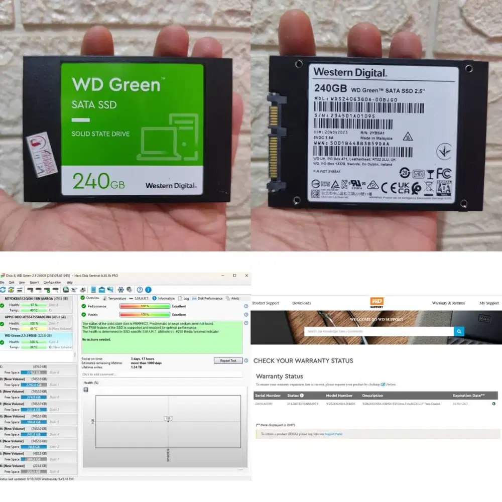 SSD 240GB WD Green Sentinel 100 (Garansi Resmi s/d 10 November 2027)