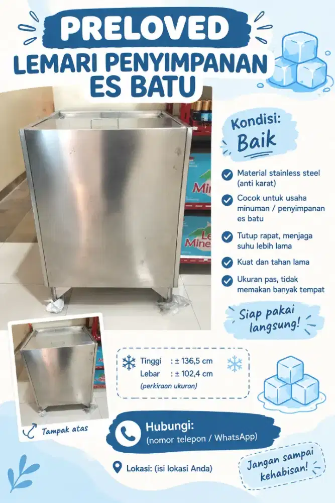 Ice bean lemari penyimpanan es batu